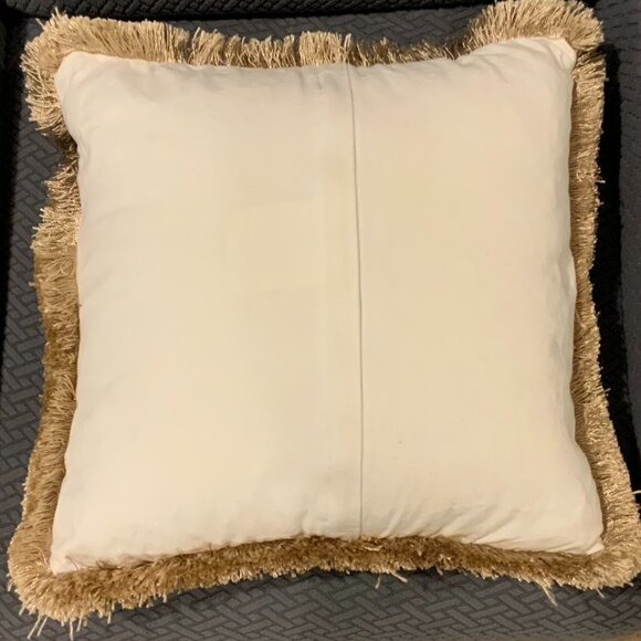 Decorative Fringe Square Pillow with Sea Coral Reef Design 100% Cotton - Picture 5 of 9